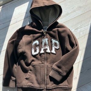 Kid Size (6-7) Gap Sherpa Lined Logo Hoodie